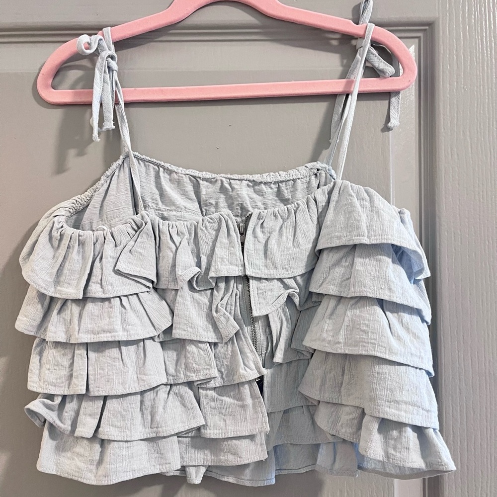 Light Blue Ruffle Tank Top - Picture 2 of 3